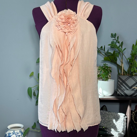 LOFT Tops - LOFT Soft Pink Floral Accent Blouse